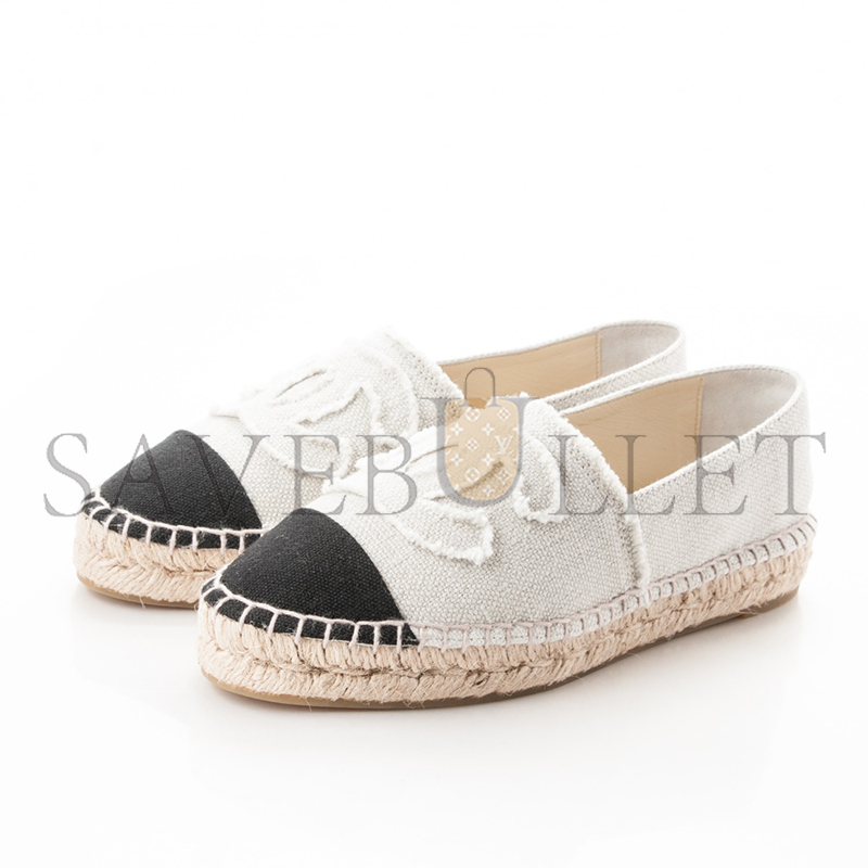 Ch*el linen cc espadrilles beige black g29762